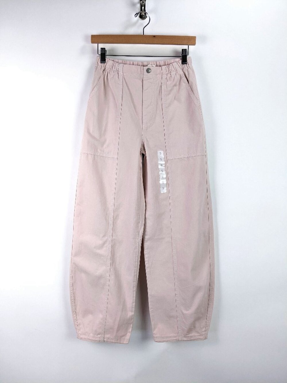 GU High Waist Barrel Leg Cocoon Jogger Pull-on Utility Pants Blush Pink Size S